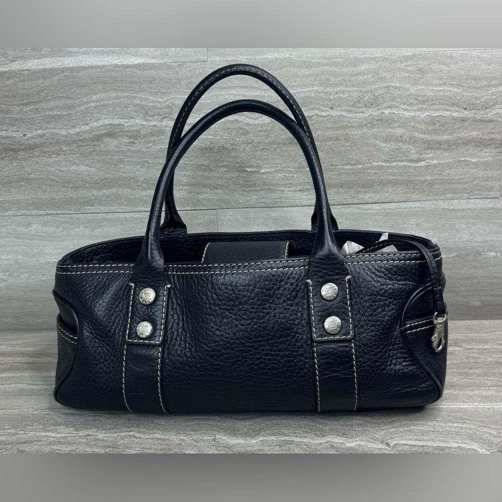Y2K MICHAEL Michael Kors Greenwich Black Pebbled Leather Vintage Barrel Bag